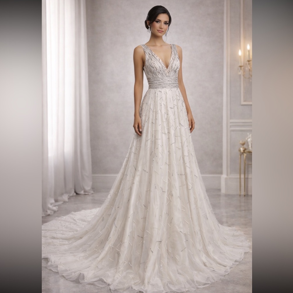 Adrianna Papell beaded wedding gown sleeveless
